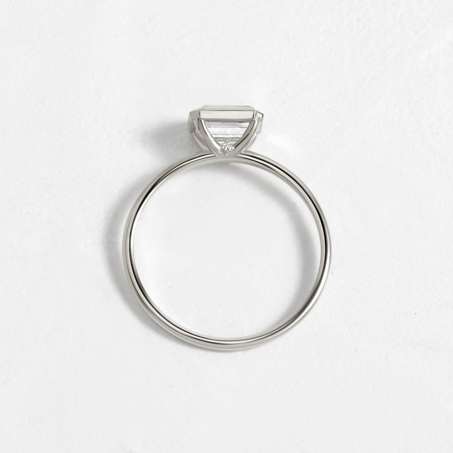East West Bezel-Emerald Lab Grown Diamond Engagement Ring - Detail view