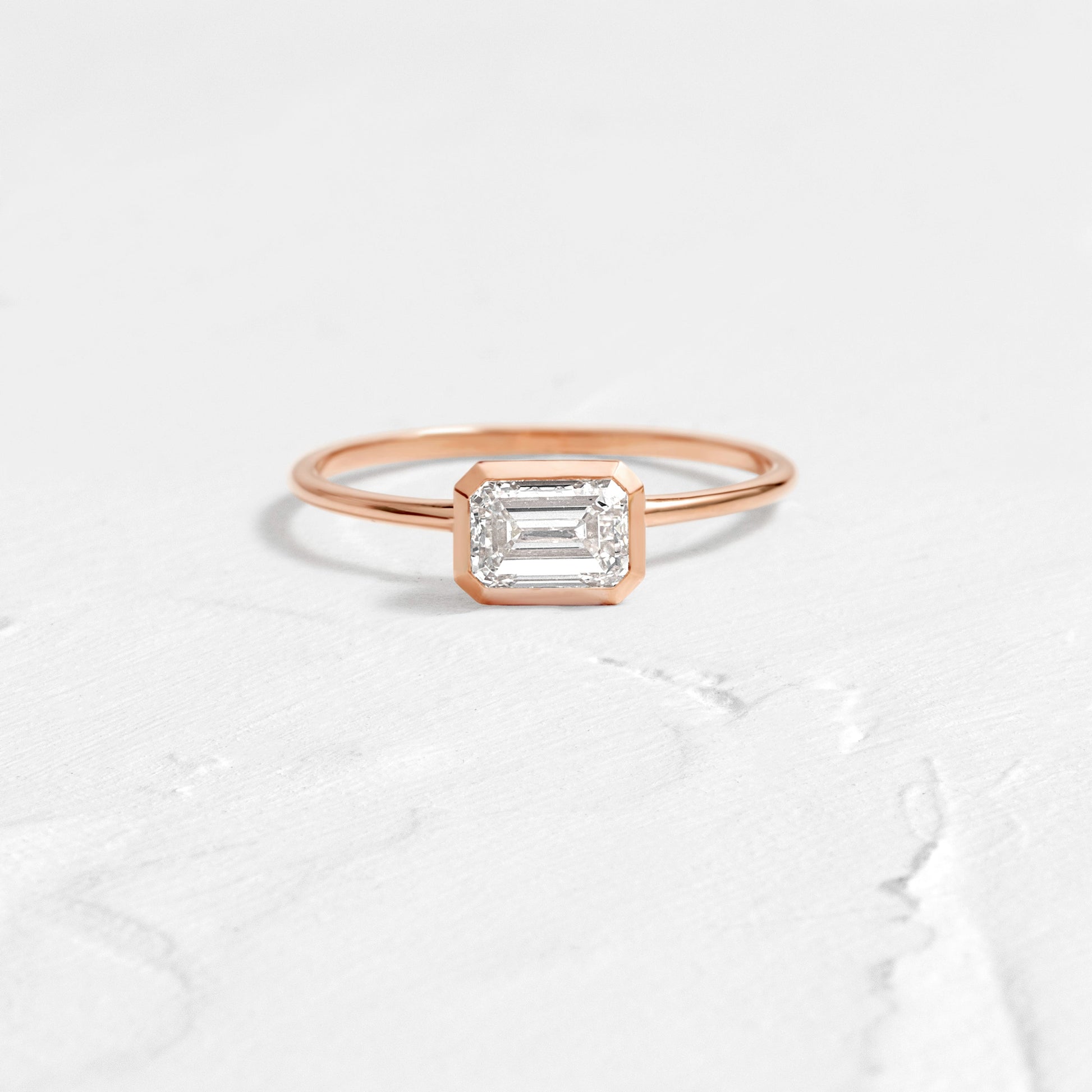 East West Bezel-Emerald Lab Grown Diamond Engagement Ring - Lifestyle