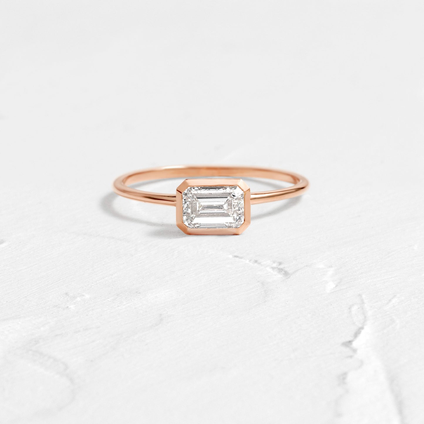 East West Bezel-Emerald Lab Grown Diamond Engagement Ring - Lifestyle