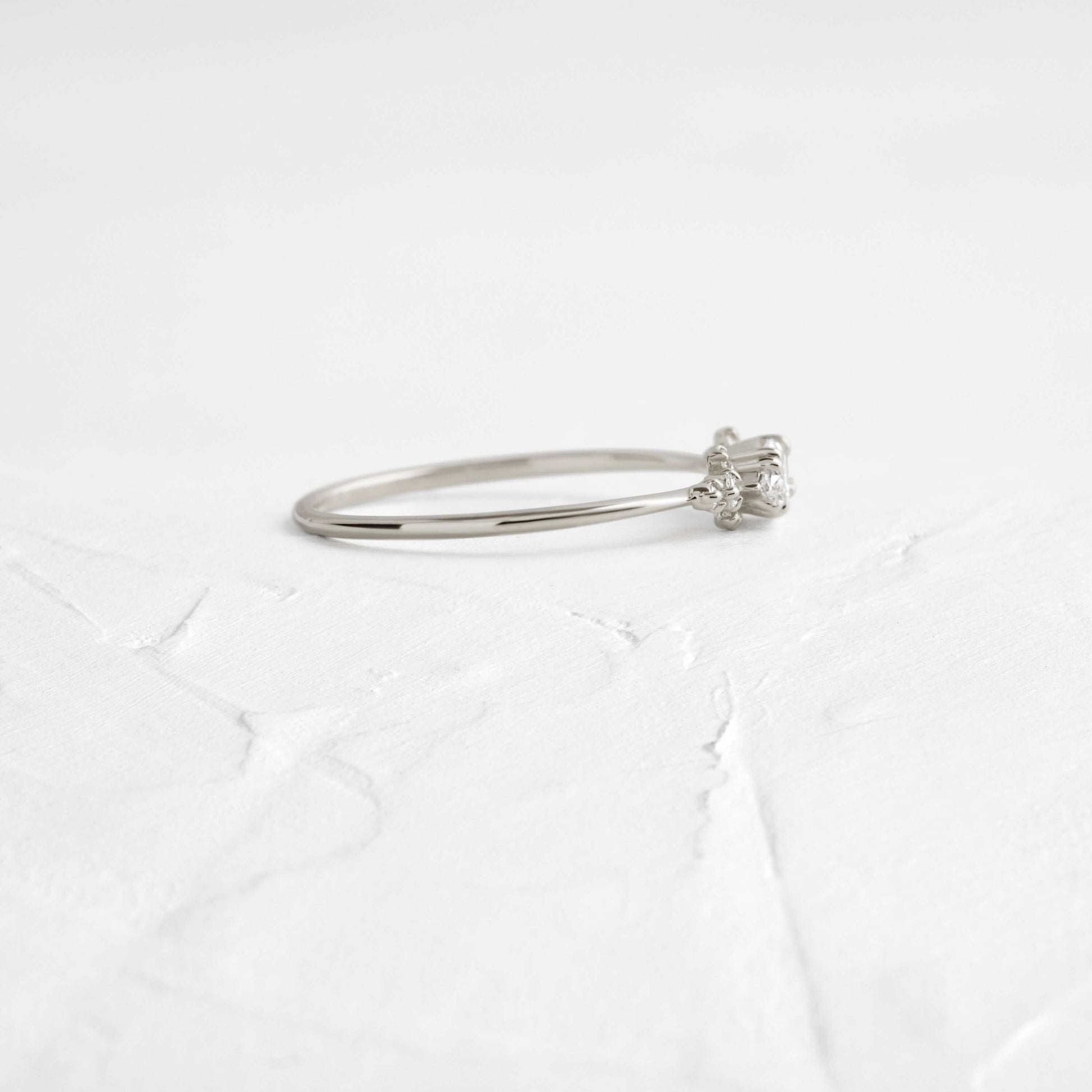 East West Cluster Style-Oval Lab Grown Diamond Engagement Ring - Front view