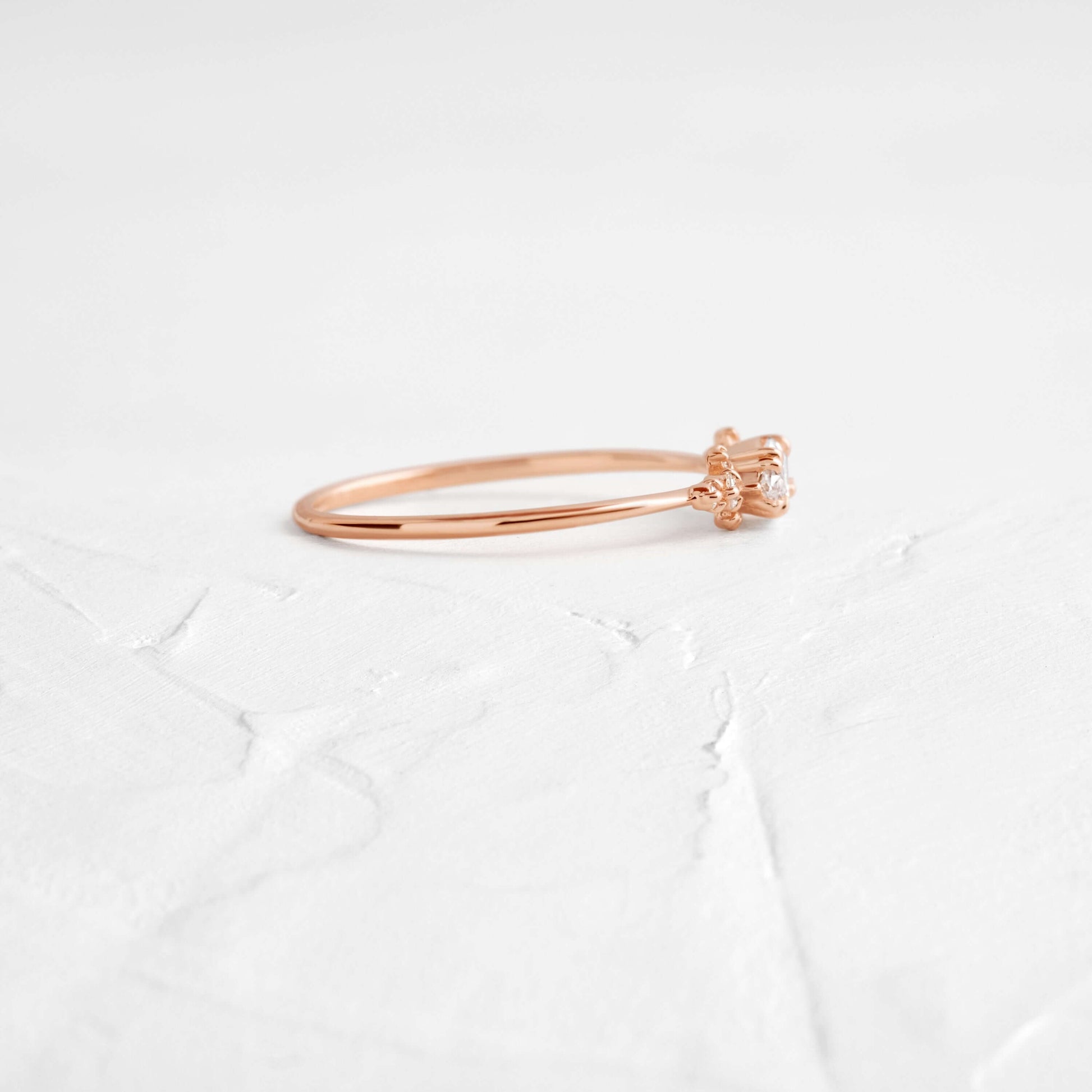 East West Cluster Style-Oval Lab Grown Diamond Engagement Ring - Side view