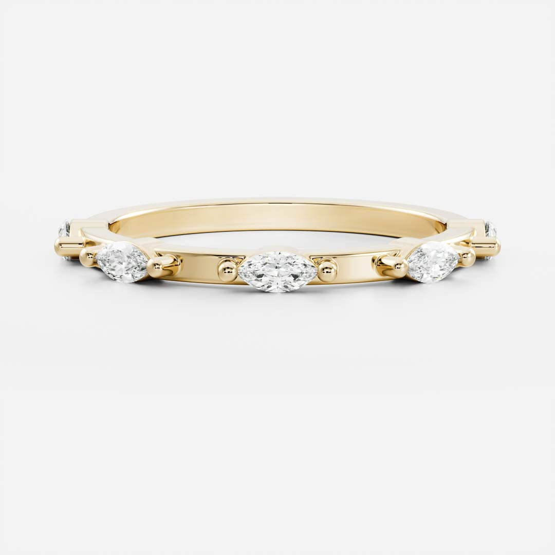 East West Dainty Half Eternity- 0.40 CT Marquise Lab Grown Diamond Wedding BandEast West Dainty Half Eternity- 0.40 CT Marquise Lab Grown Diamond Wedding Band - Front view