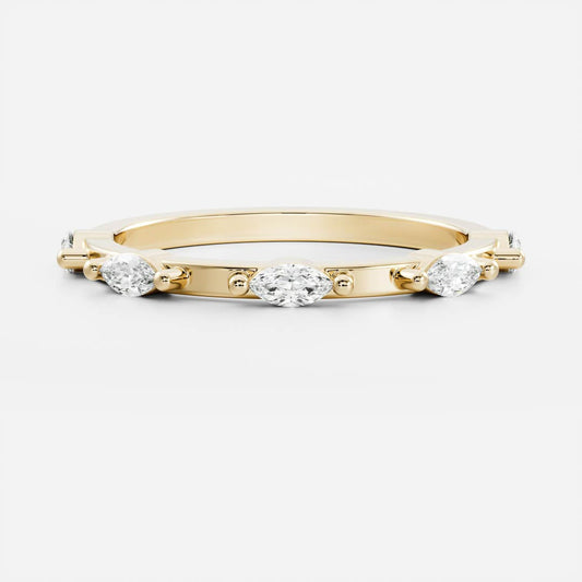 East West Dainty Half Eternity- 0.40 CT Marquise Lab Grown Diamond Wedding BandEast West Dainty Half Eternity- 0.40 CT Marquise Lab Grown Diamond Wedding Band - Front view