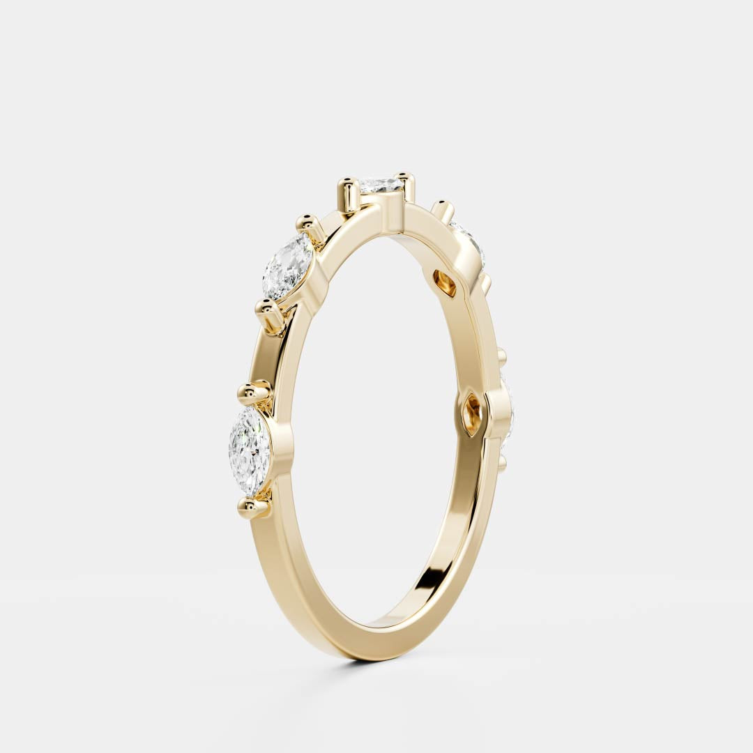 East West Dainty Half Eternity- 0.40 CT Marquise Lab Grown Diamond Wedding BandEast West Dainty Half Eternity- 0.40 CT Marquise Lab Grown Diamond Wedding Band - Front view