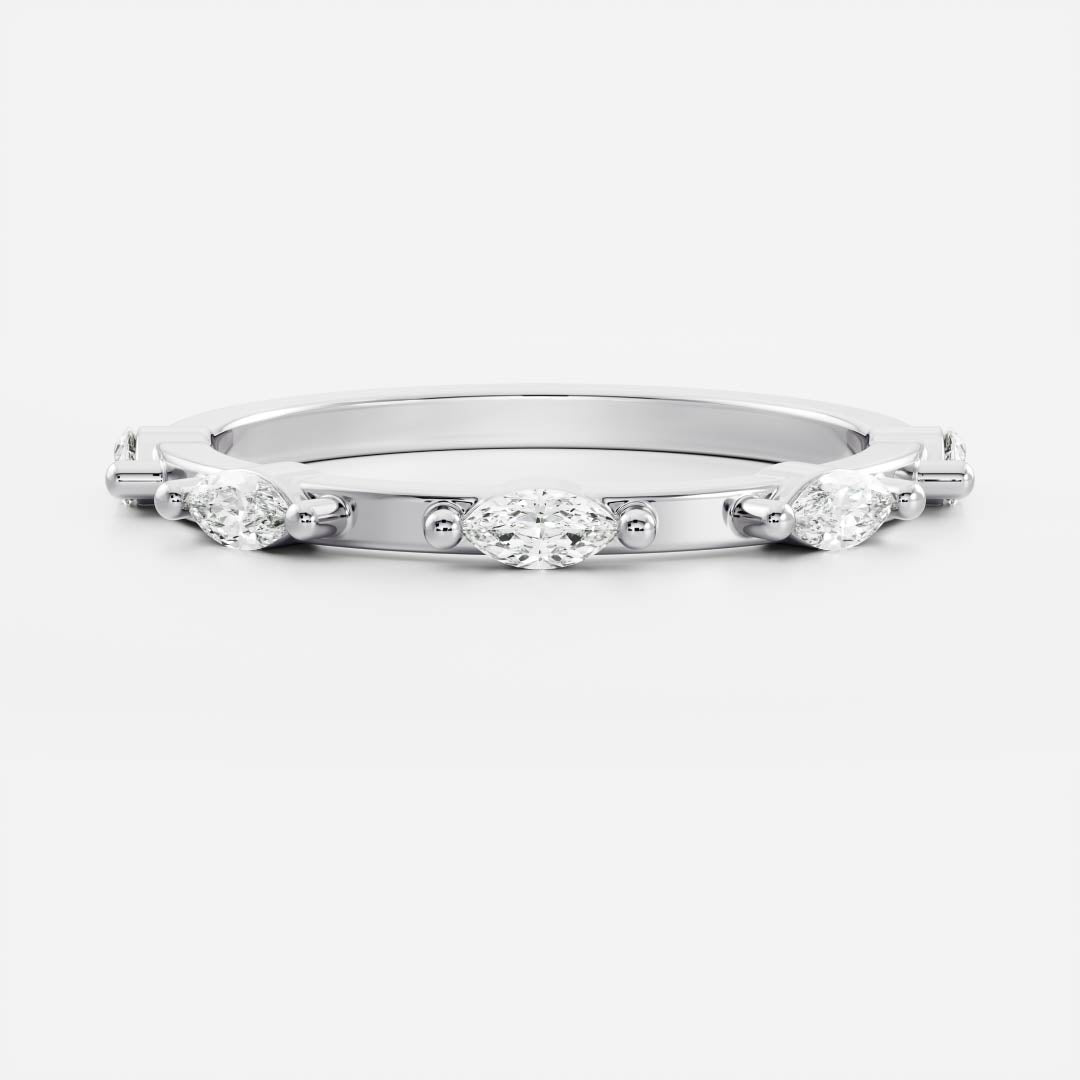 East West Dainty Half Eternity- 0.40 CT Marquise Lab Grown Diamond Wedding BandEast West Dainty Half Eternity- 0.40 CT Marquise Lab Grown Diamond Wedding Band - Back view