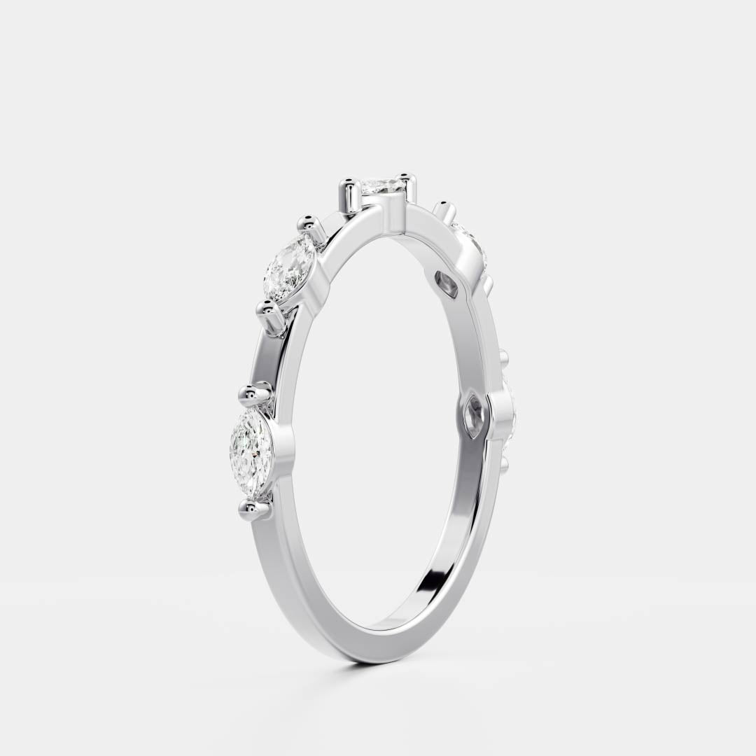 East West Dainty Half Eternity- 0.40 CT Marquise Lab Grown Diamond Wedding BandEast West Dainty Half Eternity- 0.40 CT Marquise Lab Grown Diamond Wedding Band - Detail view
