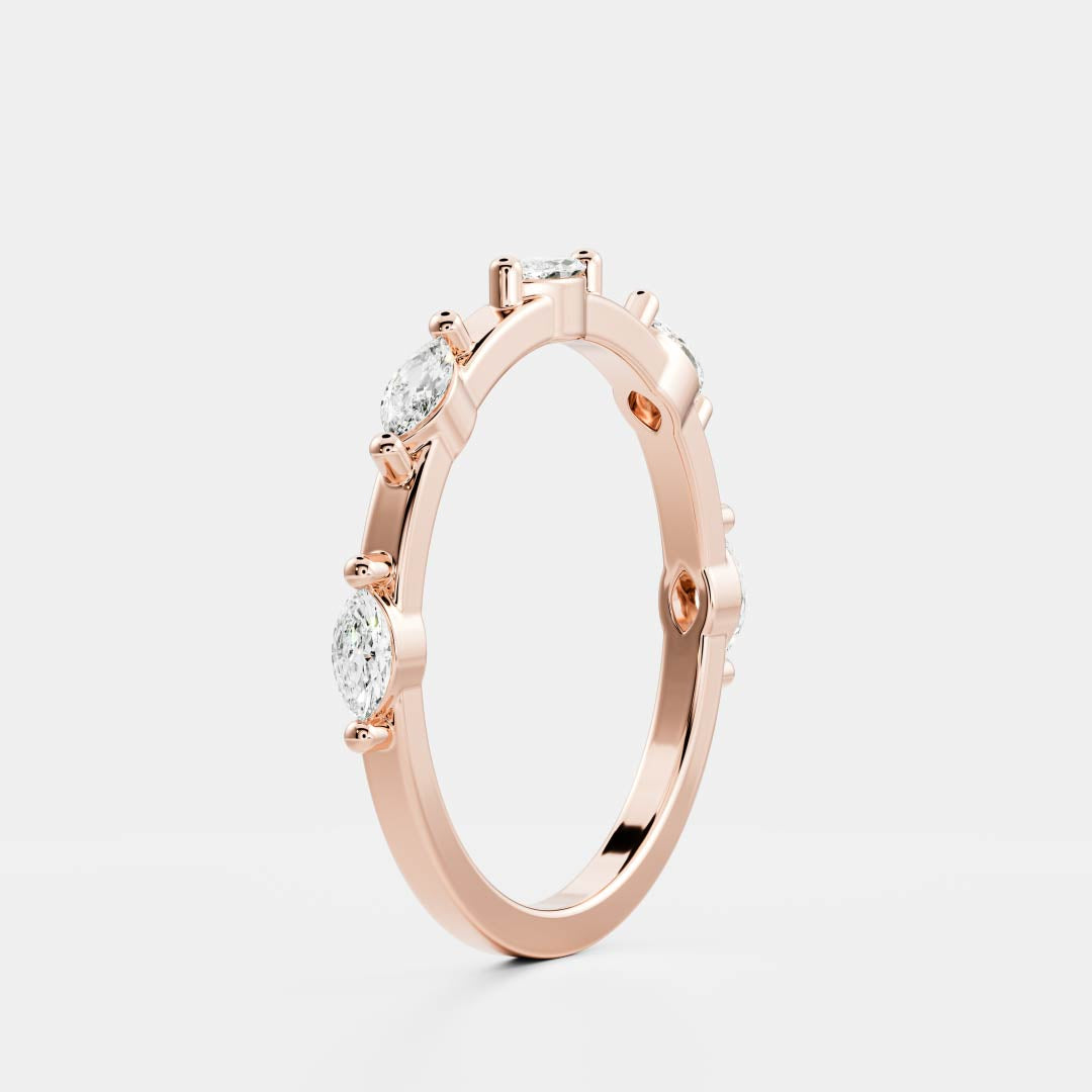 East West Dainty Half Eternity- 0.40 CT Marquise Lab Grown Diamond Wedding BandEast West Dainty Half Eternity- 0.40 CT Marquise Lab Grown Diamond Wedding Band - Lifestyle
