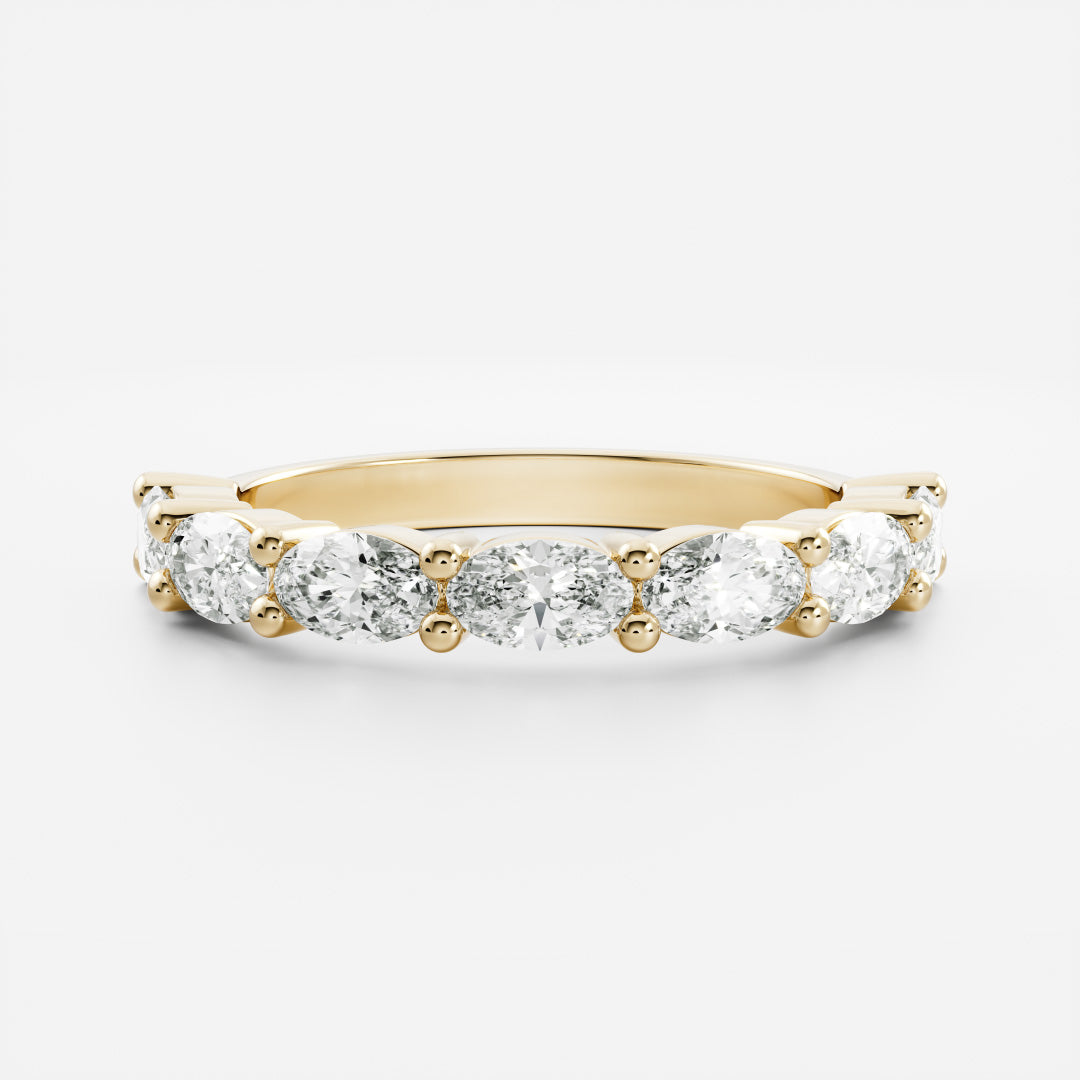 East West Half Eternity- 0.45 CT Oval Lab Grown Diamond Wedding BandEast West Half Eternity- 0.45 CT Oval Lab Grown Diamond Wedding Band - Front view