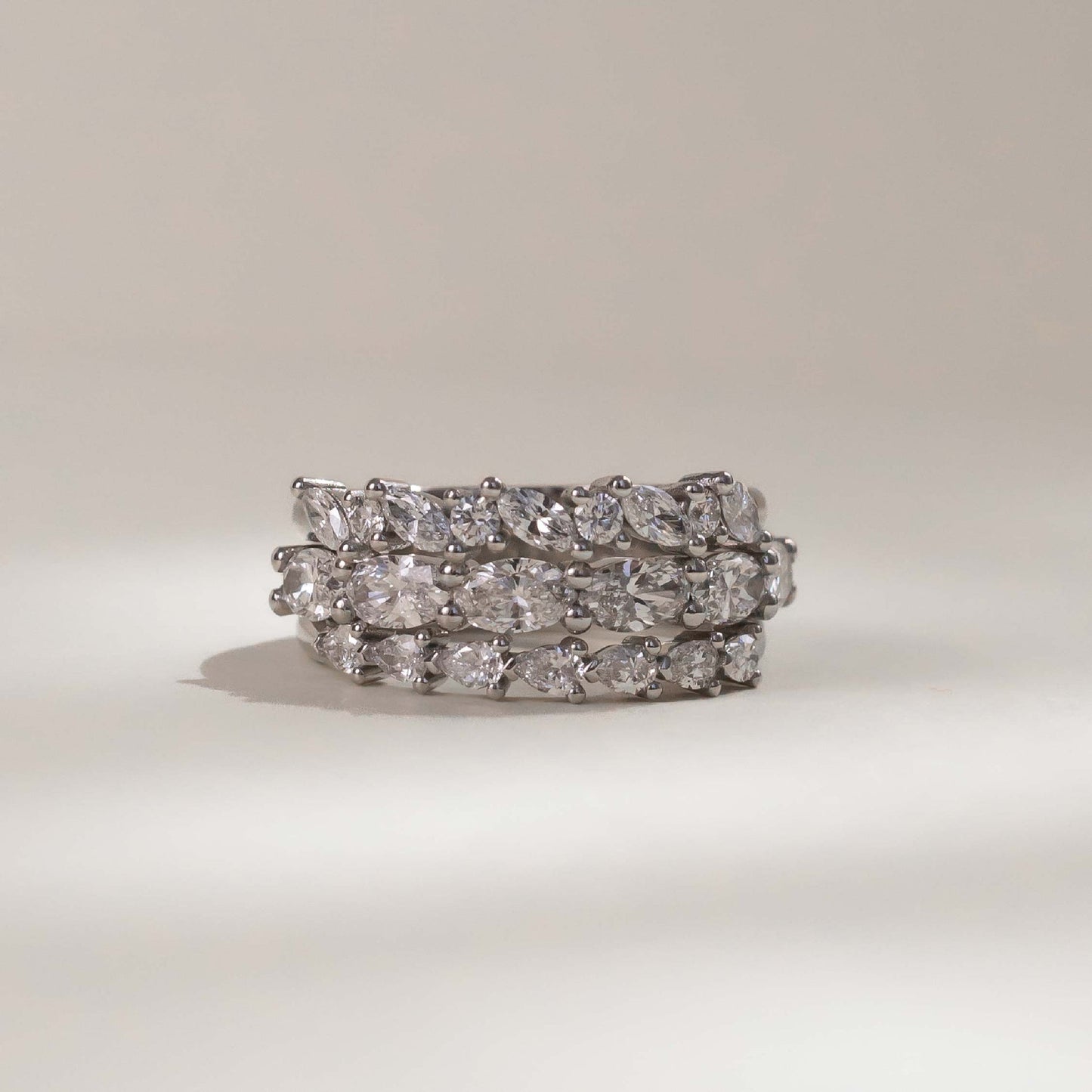 East West Half Eternity- 0.45 CT Oval Lab Grown Diamond Wedding BandEast West Half Eternity- 0.45 CT Oval Lab Grown Diamond Wedding Band - Detail view