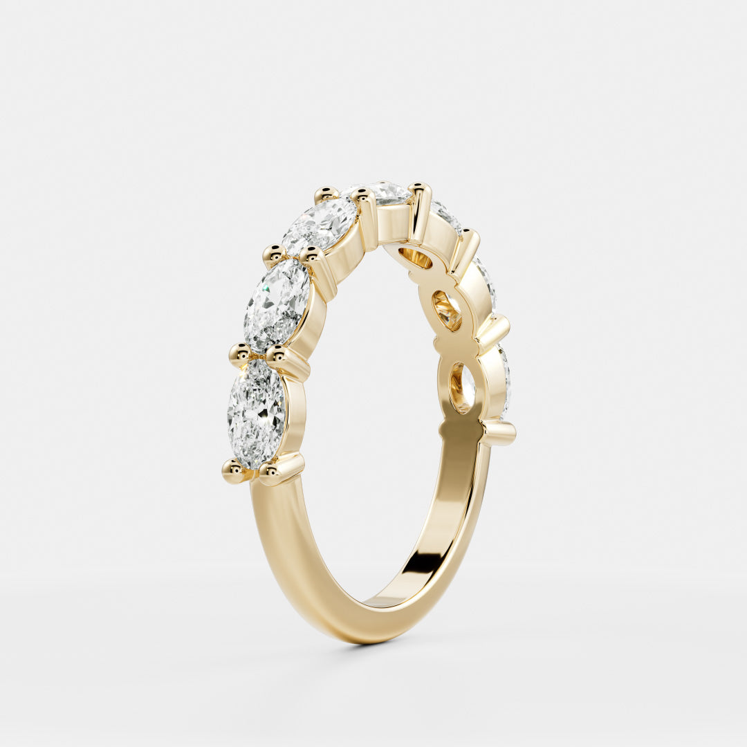 East West Half Eternity- 0.45 CT Oval Lab Grown Diamond Wedding BandEast West Half Eternity- 0.45 CT Oval Lab Grown Diamond Wedding Band - Front view
