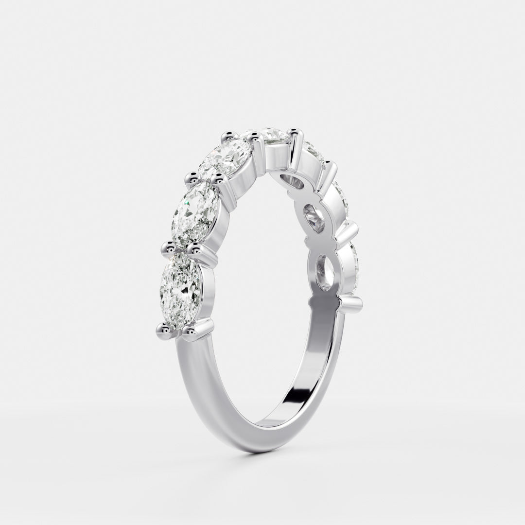 East West Half Eternity- 0.45 CT Oval Lab Grown Diamond Wedding BandEast West Half Eternity- 0.45 CT Oval Lab Grown Diamond Wedding Band - On model