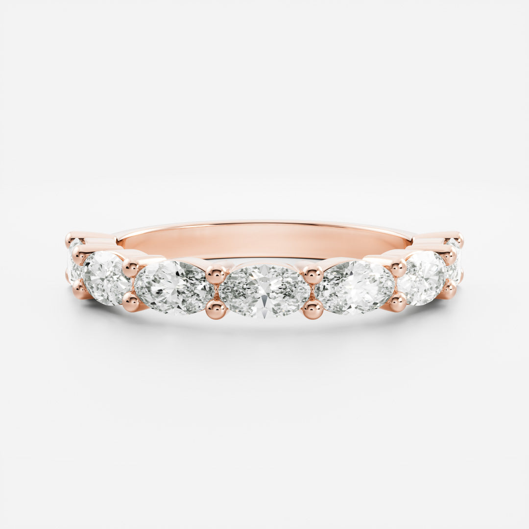 East West Half Eternity- 0.45 CT Oval Lab Grown Diamond Wedding BandEast West Half Eternity- 0.45 CT Oval Lab Grown Diamond Wedding Band - Front view