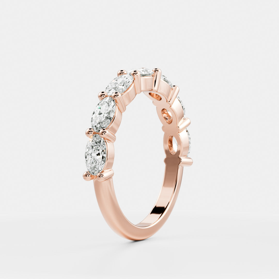 East West Half Eternity- 0.45 CT Oval Lab Grown Diamond Wedding BandEast West Half Eternity- 0.45 CT Oval Lab Grown Diamond Wedding Band - Side view