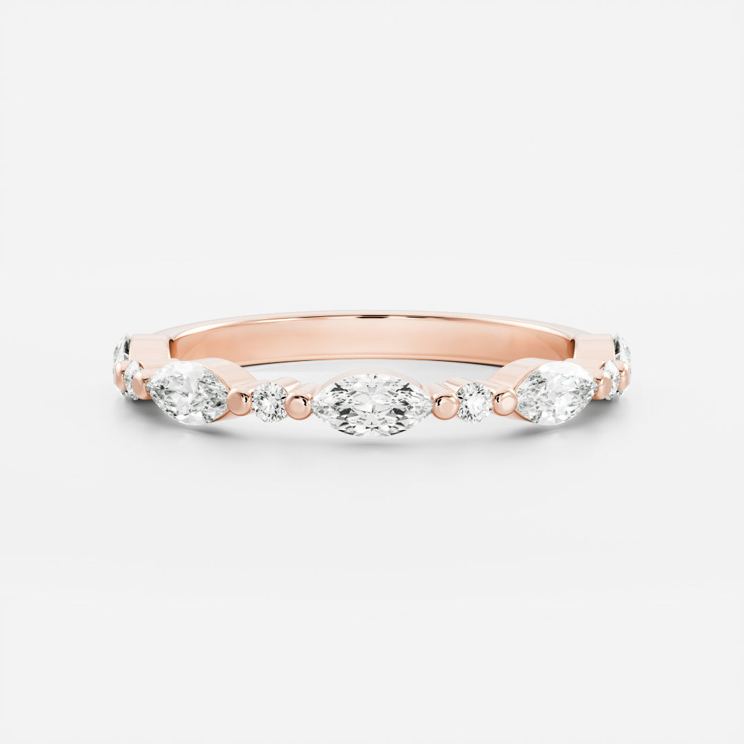 East West Half Eternity- 0.58 CT Marquise & Round Lab Grown Diamond Wedding BandEast West Half Eternity- 0.58 CT Marquise & Round Lab Grown Diamond Wedding Band - Lifestyle