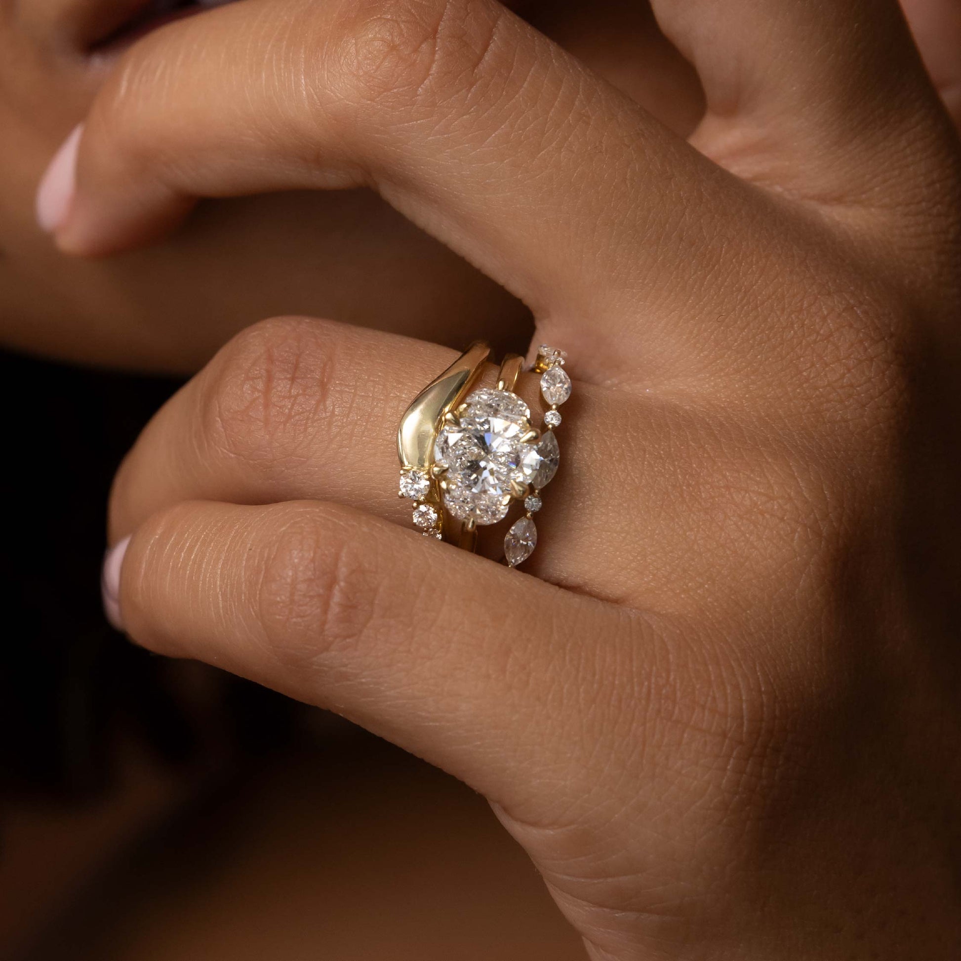 East West Half Eternity- 0.58 CT Marquise & Round Lab Grown Diamond Wedding BandEast West Half Eternity- 0.58 CT Marquise & Round Lab Grown Diamond Wedding Band - Side view