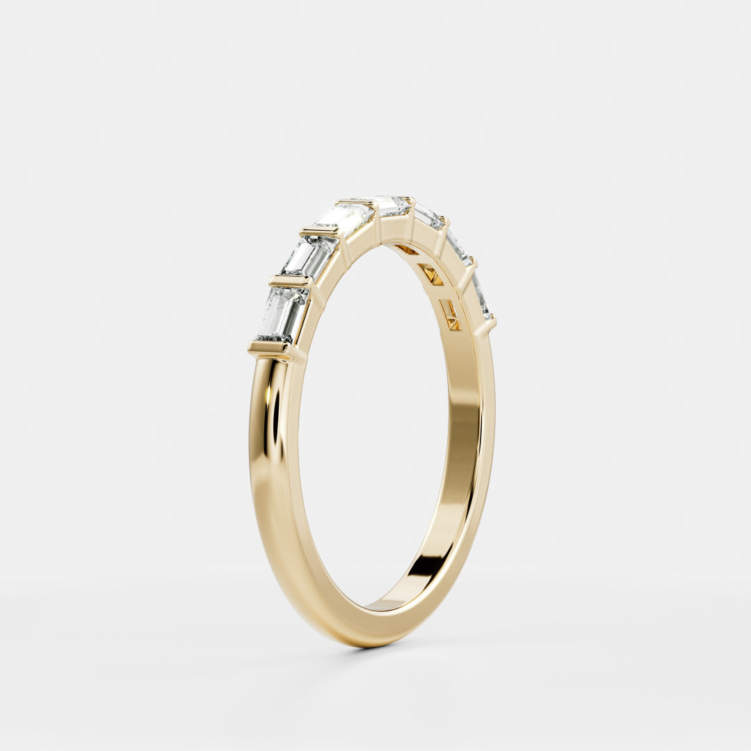 East West Half Eternity- 0.65 CT Baguette Lab Grown Diamond Wedding BandEast West Half Eternity- 0.65 CT Baguette Lab Grown Diamond Wedding Band - Front view