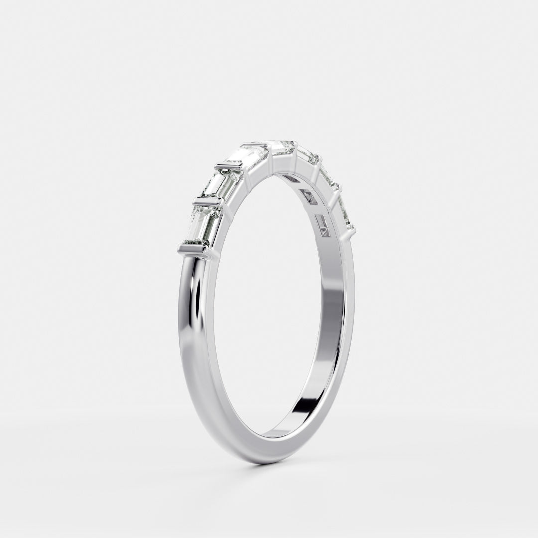 East West Half Eternity- 0.65 CT Baguette Lab Grown Diamond Wedding BandEast West Half Eternity- 0.65 CT Baguette Lab Grown Diamond Wedding Band - Detail view