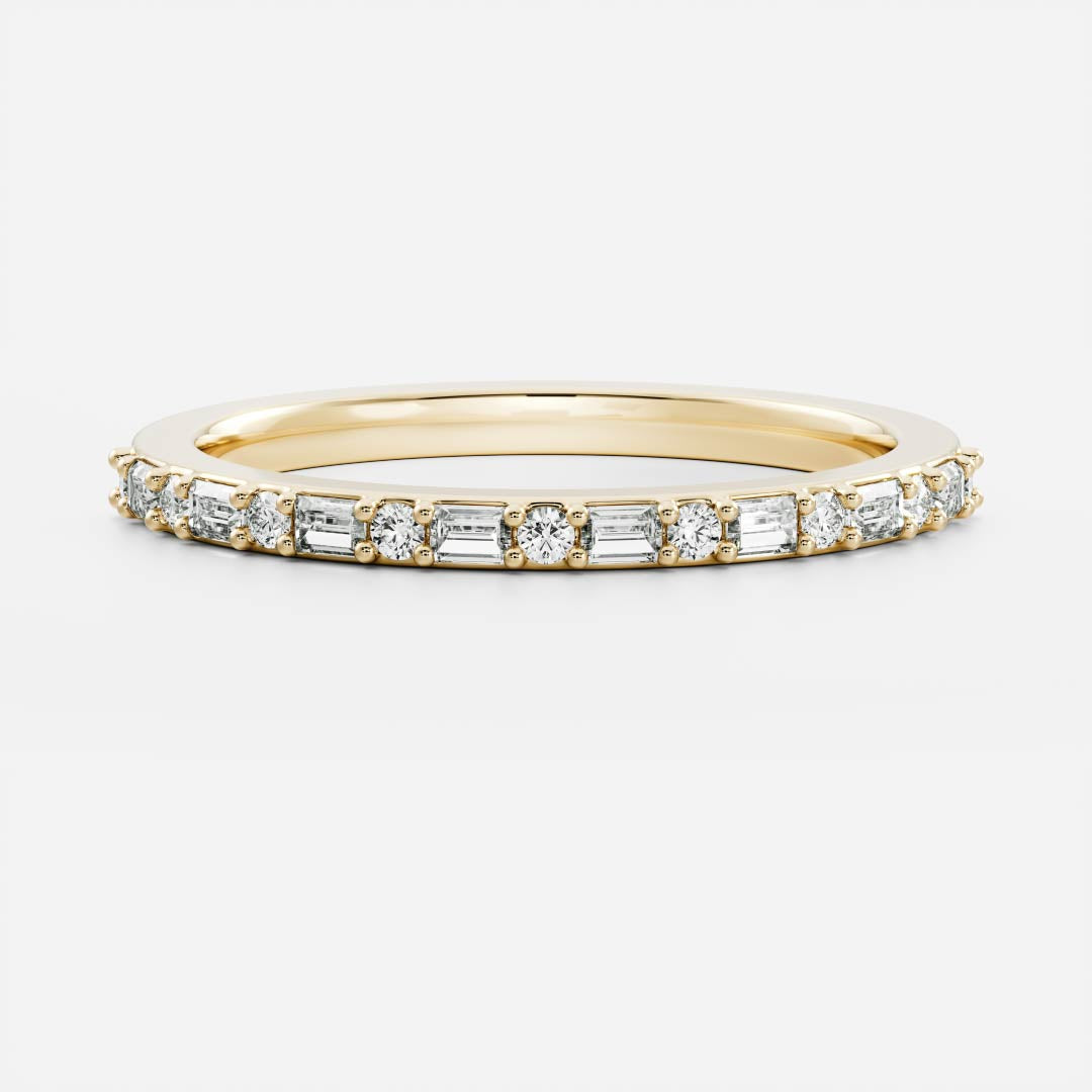 East West Half Eternity- 1.05 CT Round & Baguette Lab Grown Diamond Wedding BandEast West Half Eternity- 1.05 CT Round & Baguette Lab Grown Diamond Wedding Band - Front view