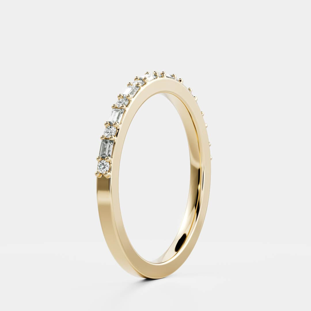 East West Half Eternity- 1.05 CT Round & Baguette Lab Grown Diamond Wedding BandEast West Half Eternity- 1.05 CT Round & Baguette Lab Grown Diamond Wedding Band - Front view