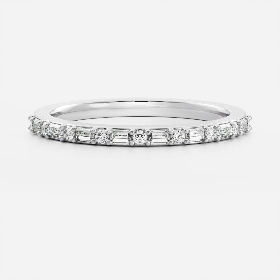 East West Half Eternity- 1.05 CT Round & Baguette Lab Grown Diamond Wedding BandEast West Half Eternity- 1.05 CT Round & Baguette Lab Grown Diamond Wedding Band - Back view