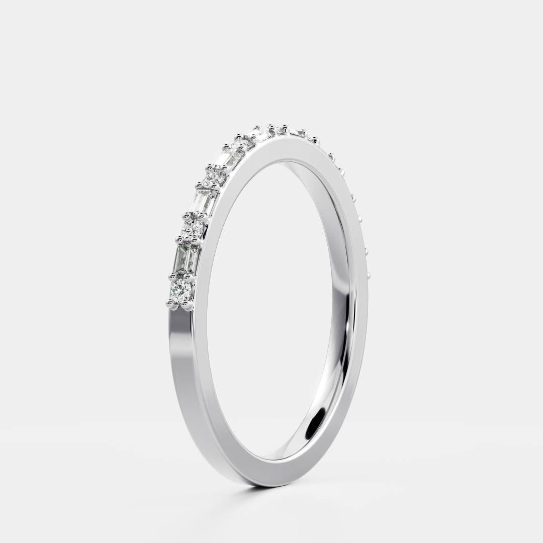 East West Half Eternity- 1.05 CT Round & Baguette Lab Grown Diamond Wedding BandEast West Half Eternity- 1.05 CT Round & Baguette Lab Grown Diamond Wedding Band - Detail view