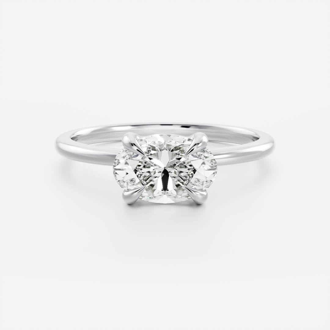 East West Solitaire- 2.1 CT Oval Moissanite Engagement RingEast West Solitaire- 2.1 CT Oval Moissanite Engagement Ring - Back view