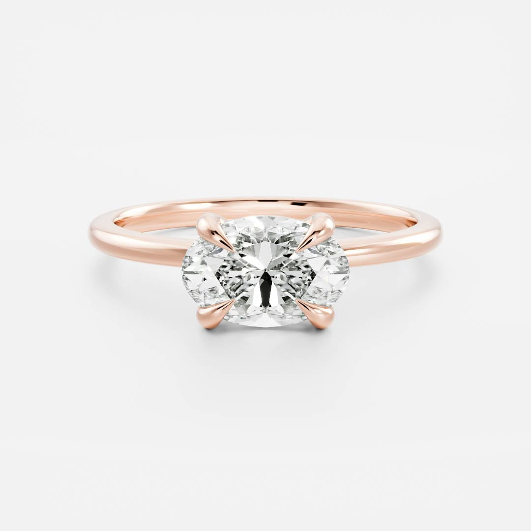 East West Solitaire- 2.1 CT Oval Moissanite Engagement RingEast West Solitaire- 2.1 CT Oval Moissanite Engagement Ring - Lifestyle