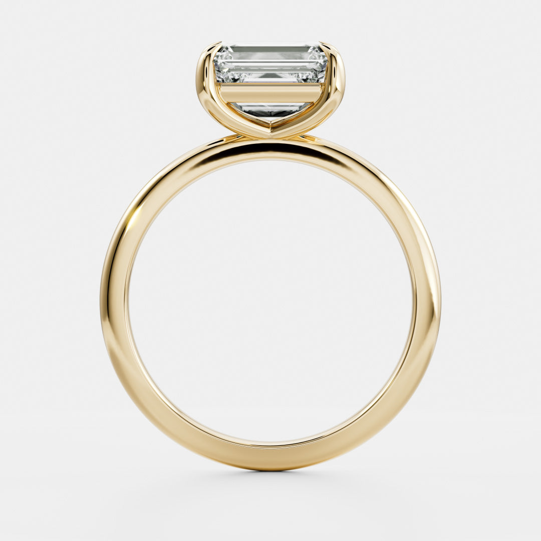 East West Solitaire- 2.23 CT Emerald Moissanite Engagement RingEast West Solitaire- 2.23 CT Emerald Moissanite Engagement Ring - Front view