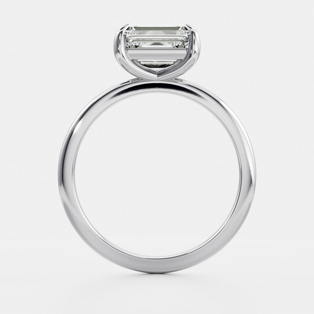 East West Solitaire- 2.23 CT Emerald Moissanite Engagement RingEast West Solitaire- 2.23 CT Emerald Moissanite Engagement Ring - Detail view