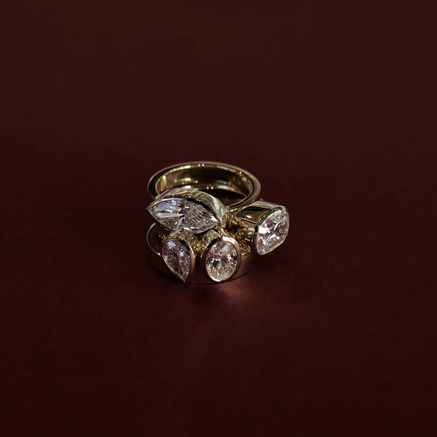 East West Solitaire Bezel- 2.0 CT Marquise Moissanite Engagement RingEast West Solitaire Bezel- 2.0 CT Marquise Moissanite Engagement Ring - Lifestyle