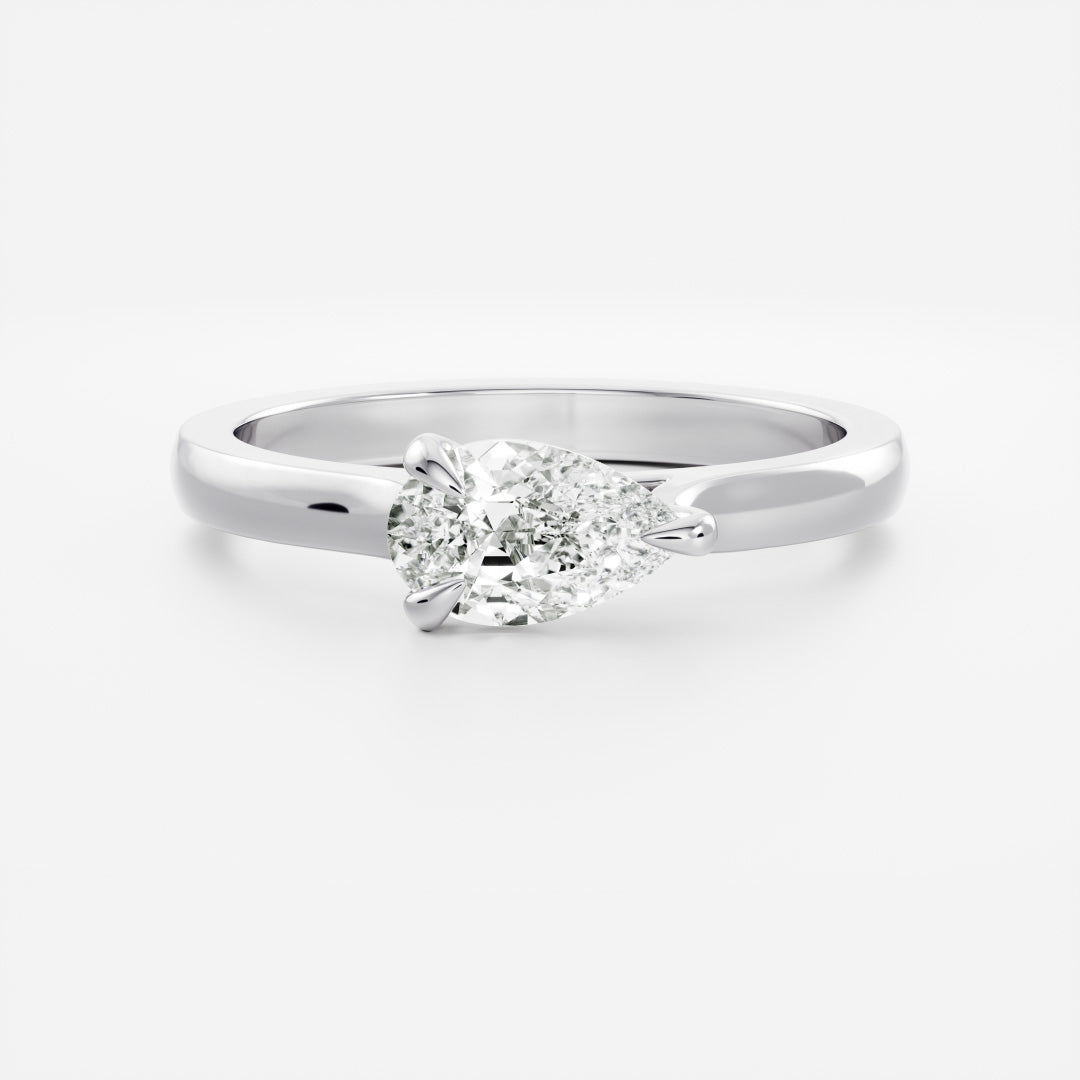 East West Solitaire Cathedral- 0.8 CT Pear Moissanite Engagement RingEast West Solitaire Cathedral- 0.8 CT Pear Moissanite Engagement Ring - Back view
