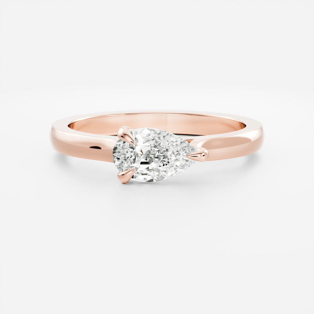 East West Solitaire Cathedral- 0.8 CT Pear Moissanite Engagement RingEast West Solitaire Cathedral- 0.8 CT Pear Moissanite Engagement Ring - Lifestyle