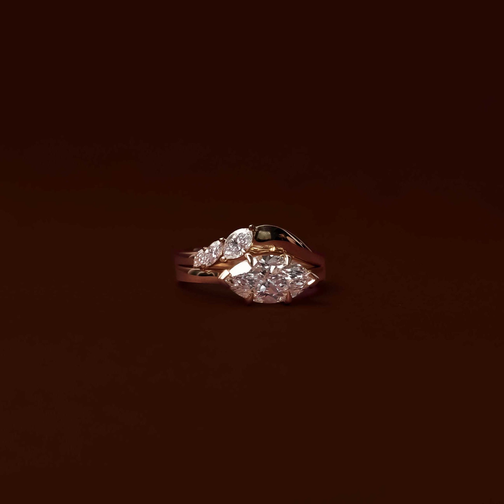 East West Solitaire Cathedral- 1.5 CT Marquise Moissanite Engagement RingEast West Solitaire Cathedral- 1.5 CT Marquise Moissanite Engagement Ring - Side view