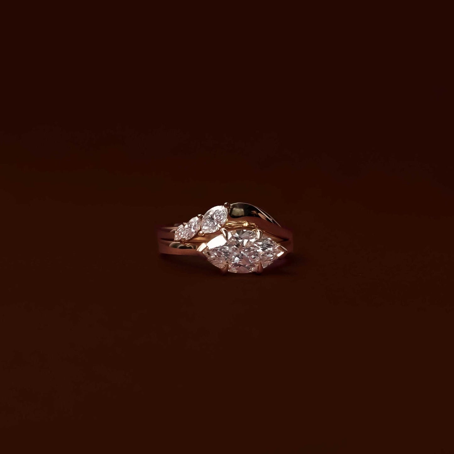 East West Solitaire Cathedral- 1.5 CT Marquise Moissanite Engagement RingEast West Solitaire Cathedral- 1.5 CT Marquise Moissanite Engagement Ring - Side view