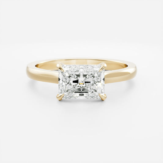East West Solitaire Cathedral- 2.4 CT Radiant Moissanite Engagement RingEast West Solitaire Cathedral- 2.4 CT Radiant Moissanite Engagement Ring - Front view