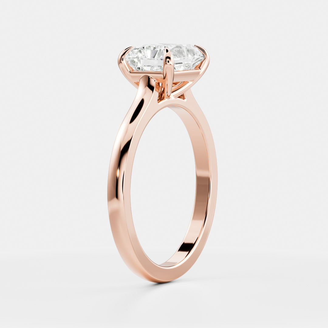 East West Solitaire Cathedral- 2.4 CT Radiant Moissanite Engagement RingEast West Solitaire Cathedral- 2.4 CT Radiant Moissanite Engagement Ring - On model