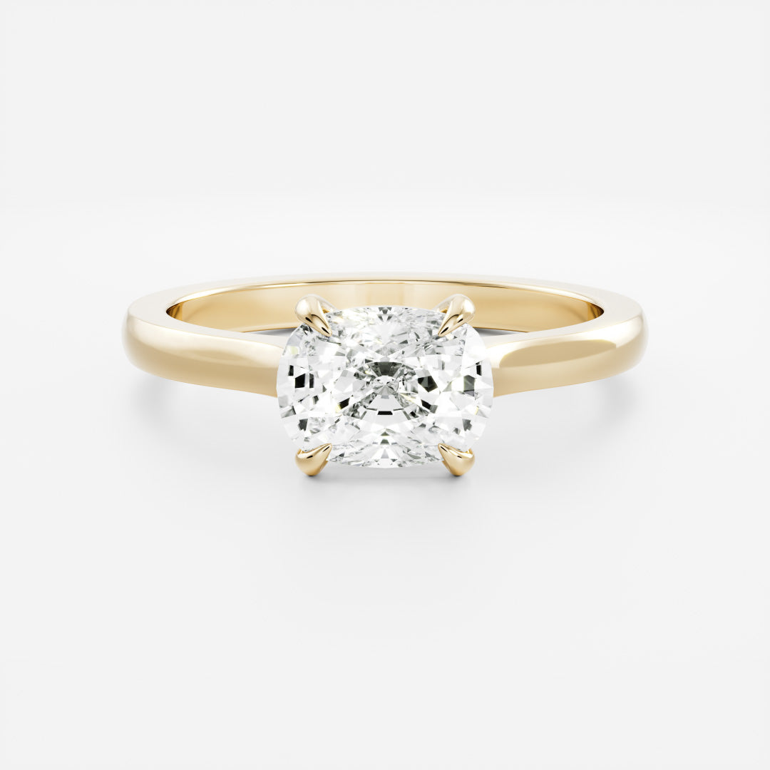 East West Solitaire Cathedral-Elongated Cushion Lab Grown Diamond Engagement Ring - Front view