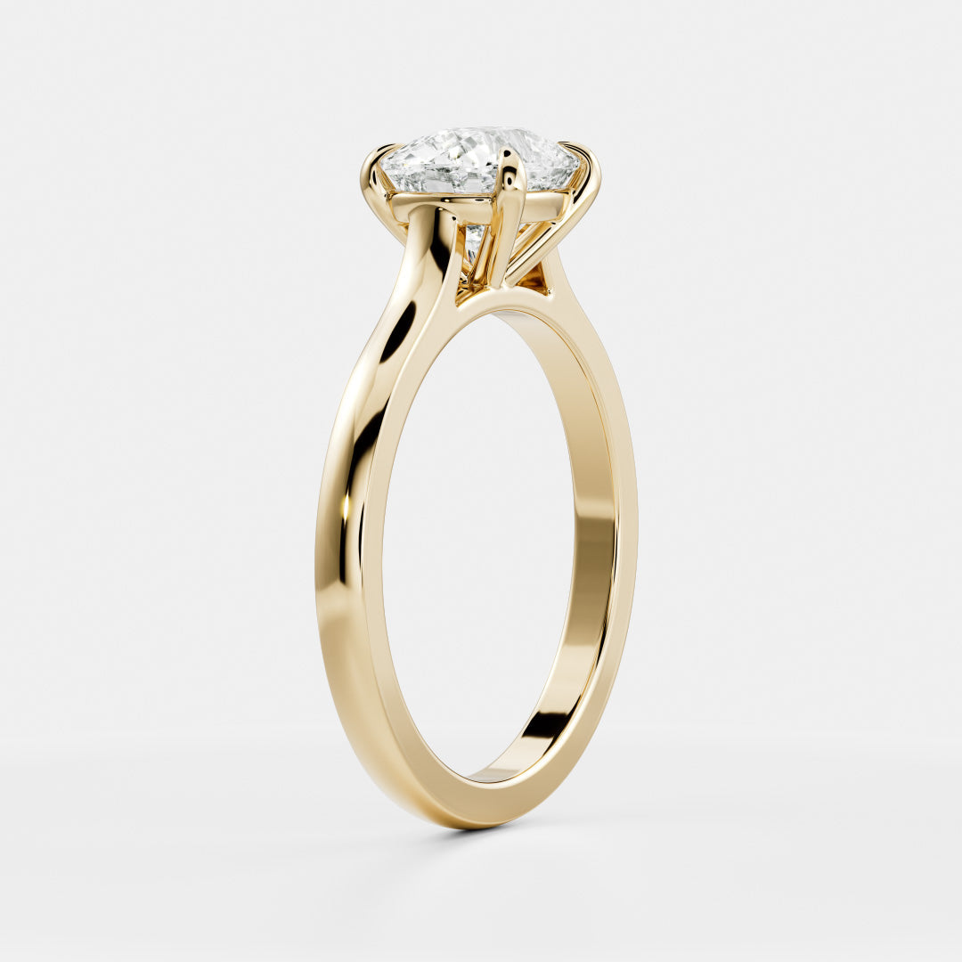 East West Solitaire Cathedral-Elongated Cushion Lab Grown Diamond Engagement Ring - Front view