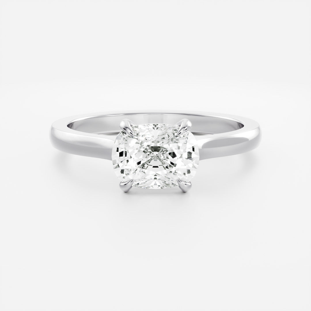 East West Solitaire Cathedral-Elongated Cushion Lab Grown Diamond Engagement Ring - Side view