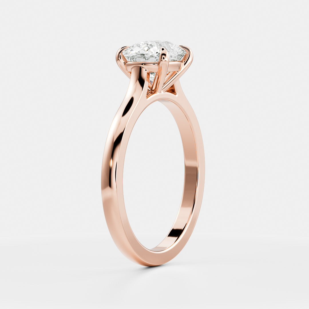 East West Solitaire Cathedral-Elongated Cushion Lab Grown Diamond Engagement Ring - On model