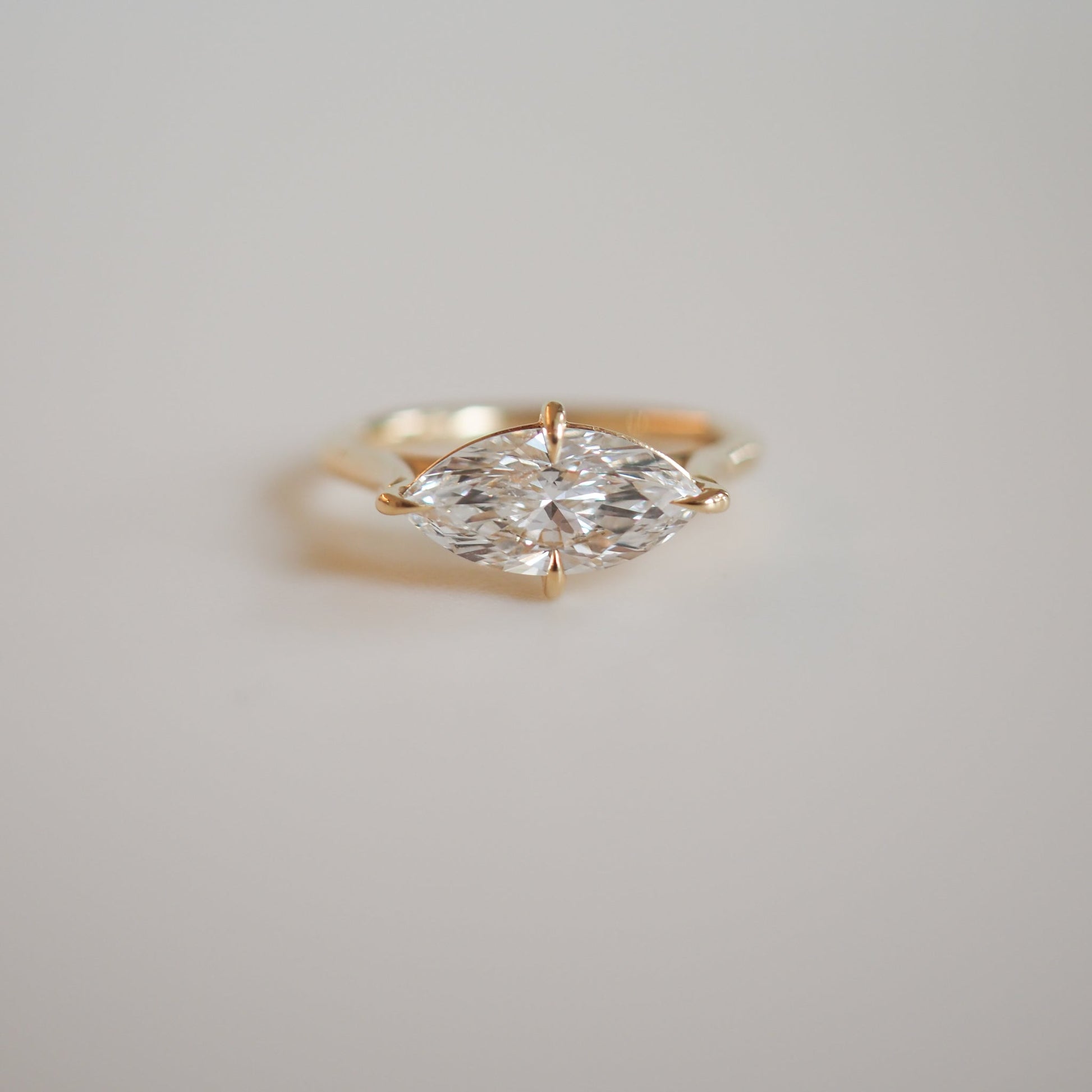 East West Solitaire Cathedral-Marquise Lab Grown Diamond Engagement Ring - Side view