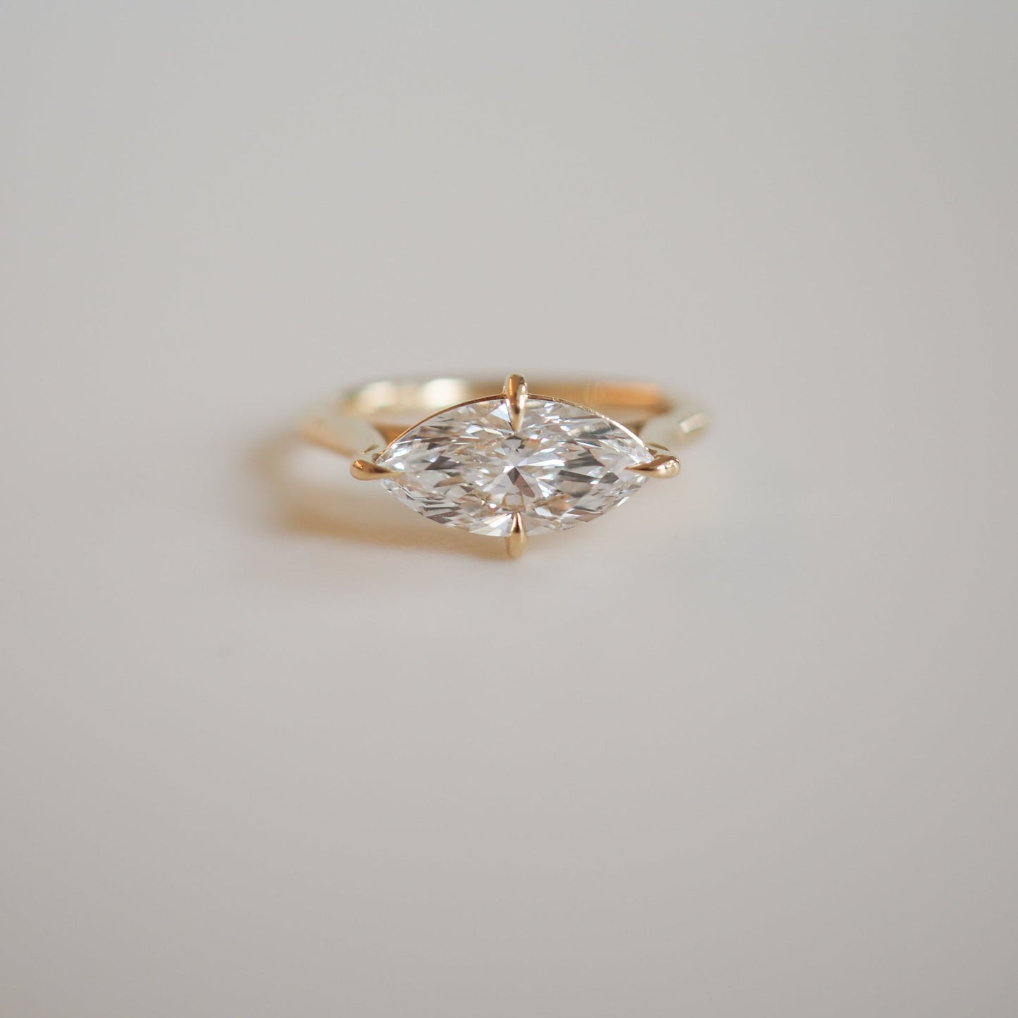 East West Solitaire Cathedral-Marquise Lab Grown Diamond Engagement Ring - Side view