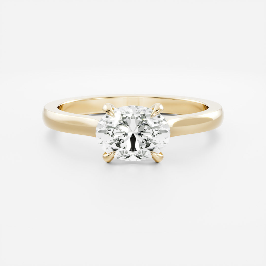 East West Solitaire Cathedral-Oval Lab Grown Diamond Engagement Ring - Front view