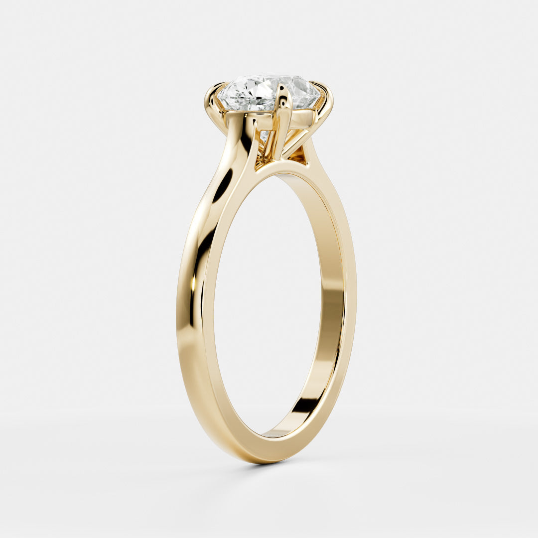 East West Solitaire Cathedral-Oval Lab Grown Diamond Engagement Ring - Front view