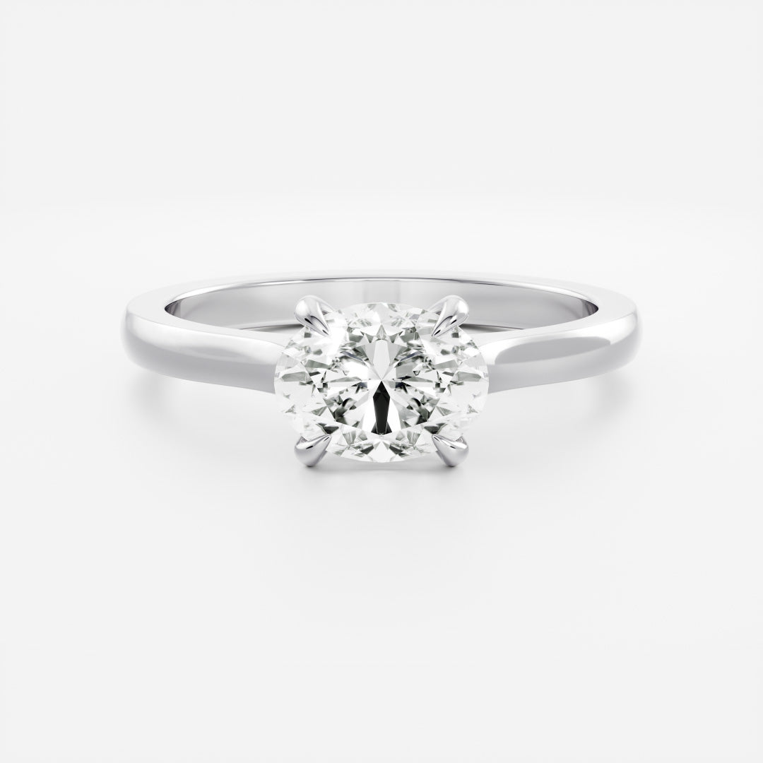 East West Solitaire Cathedral-Oval Lab Grown Diamond Engagement Ring - Side view