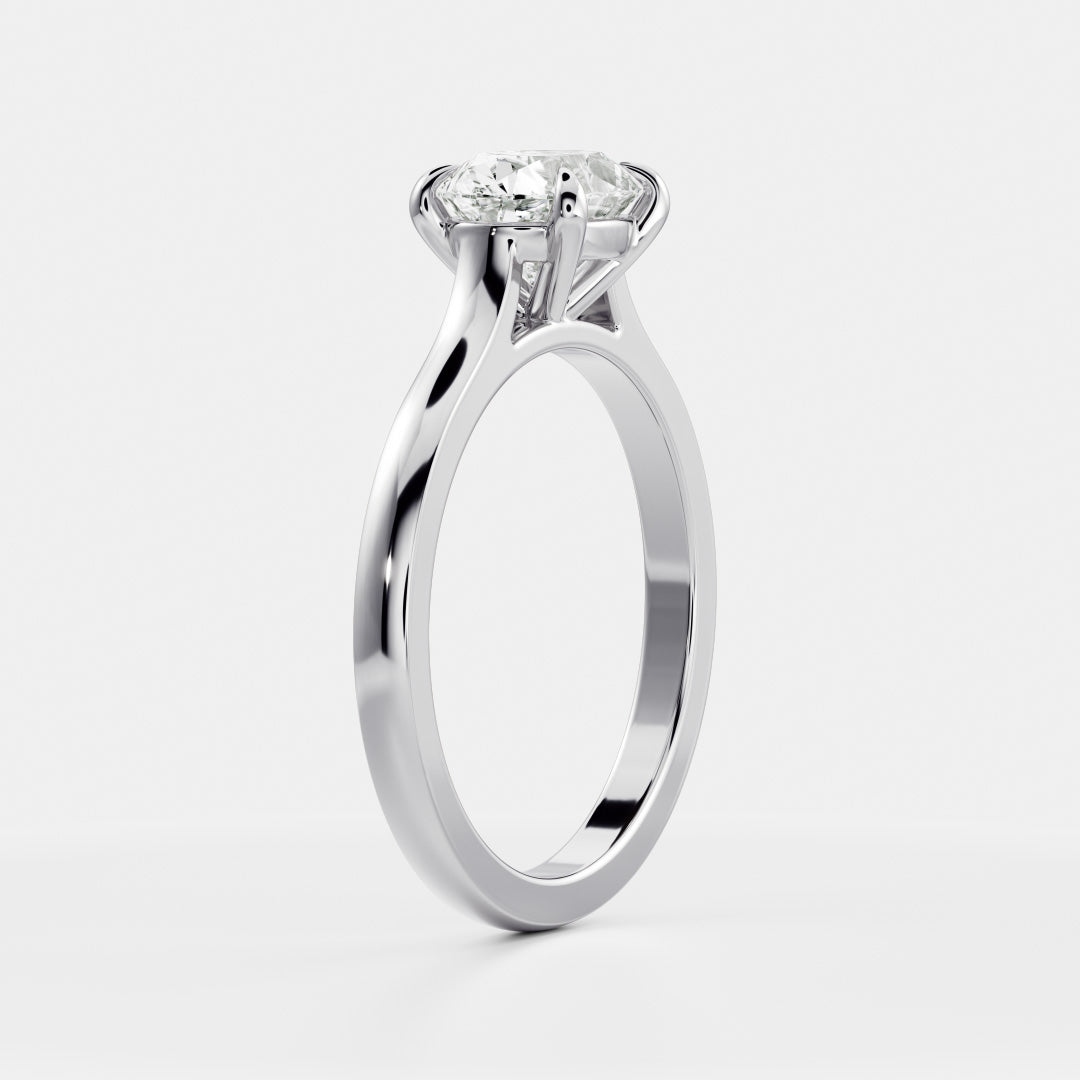 East West Solitaire Cathedral-Oval Lab Grown Diamond Engagement Ring - Back view