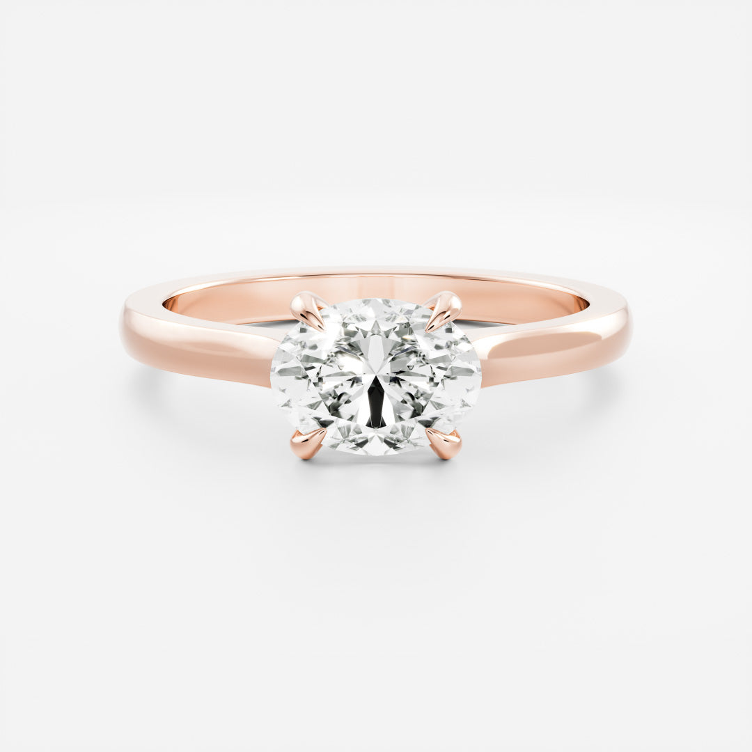 East West Solitaire Cathedral-Oval Lab Grown Diamond Engagement Ring - Detail view
