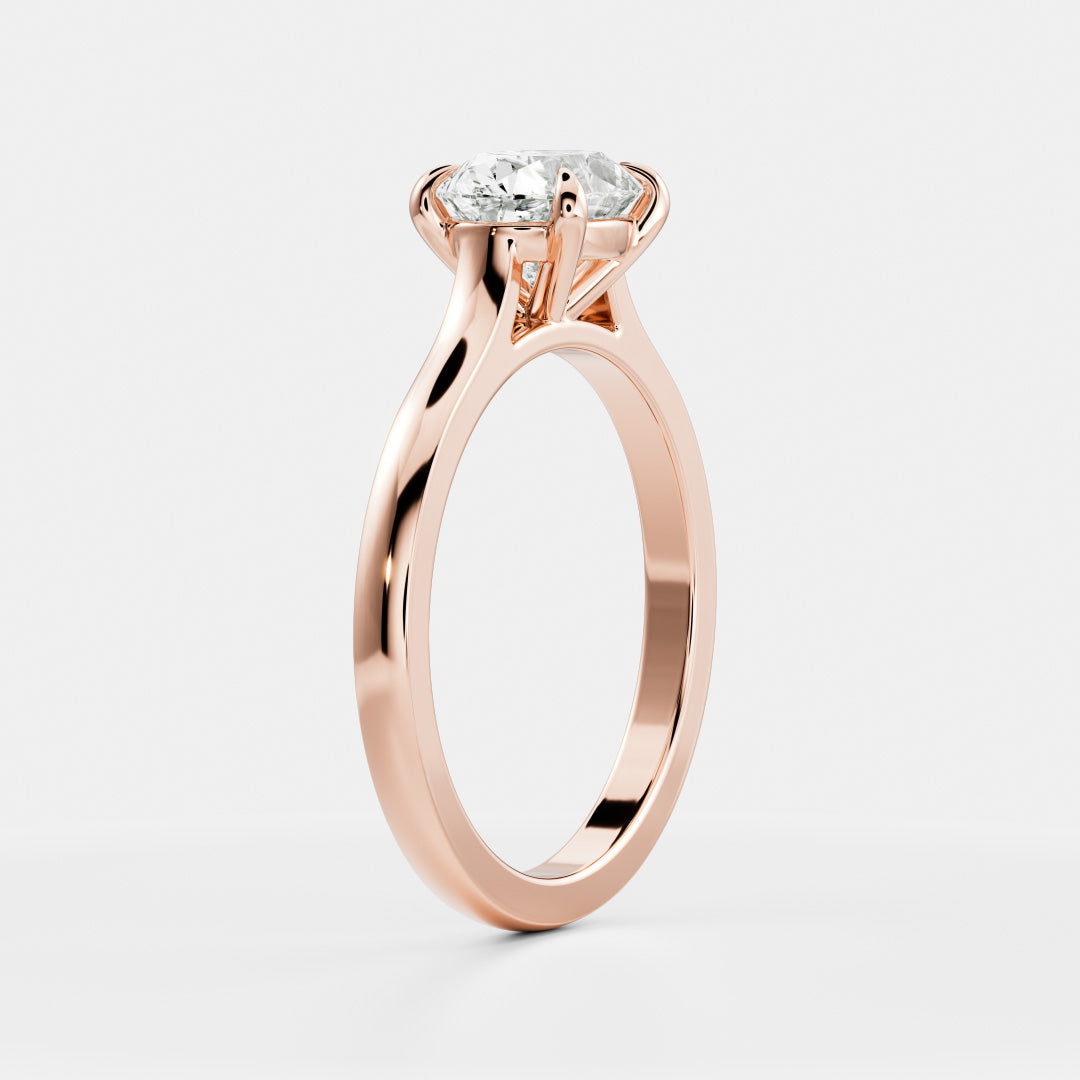 East West Solitaire Cathedral-Oval Lab Grown Diamond Engagement Ring - On model