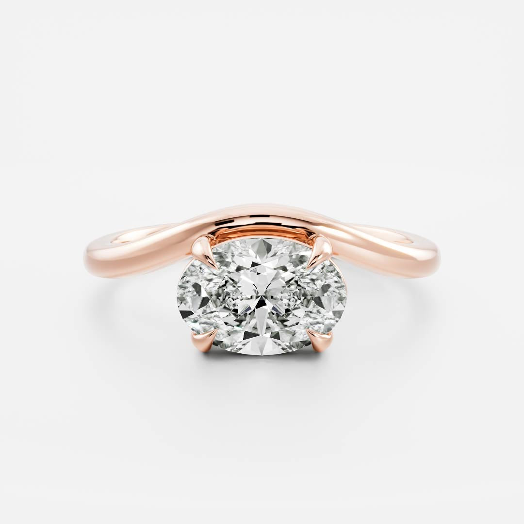 East West Solitaire Curved- 1.7 CT Oval Moissanite Engagement RingEast West Solitaire Curved- 1.7 CT Oval Moissanite Engagement Ring - Lifestyle