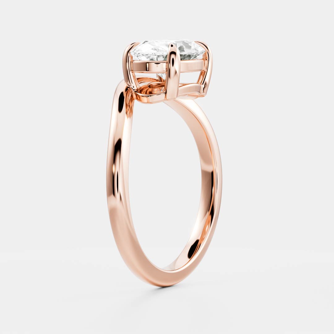 East West Solitaire Curved- 1.7 CT Oval Moissanite Engagement RingEast West Solitaire Curved- 1.7 CT Oval Moissanite Engagement Ring - Front view